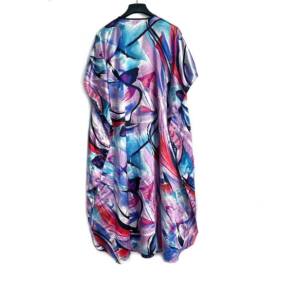Women's tunic, multicolor satin, one size fits most - Picture 2 of 3